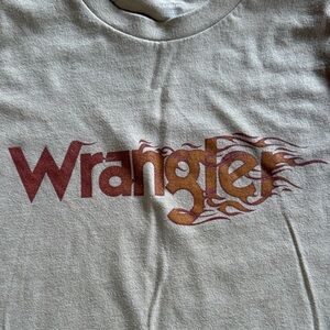 Wrangler Beige Tee with Red Flame Graphic